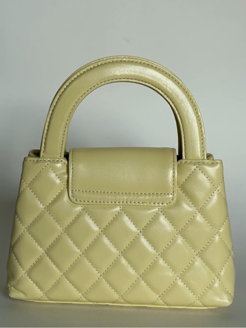Quilted Top-Handle Mini Bag in Pale Yellow